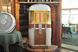 A 1948 AMI jukebox in a bar, the kind of machine that carried James Carr singles