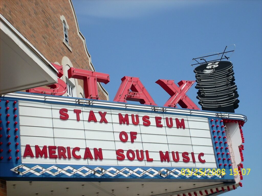 The Stax Museum marquee in Memphis, on the site of the original Stax Records studio